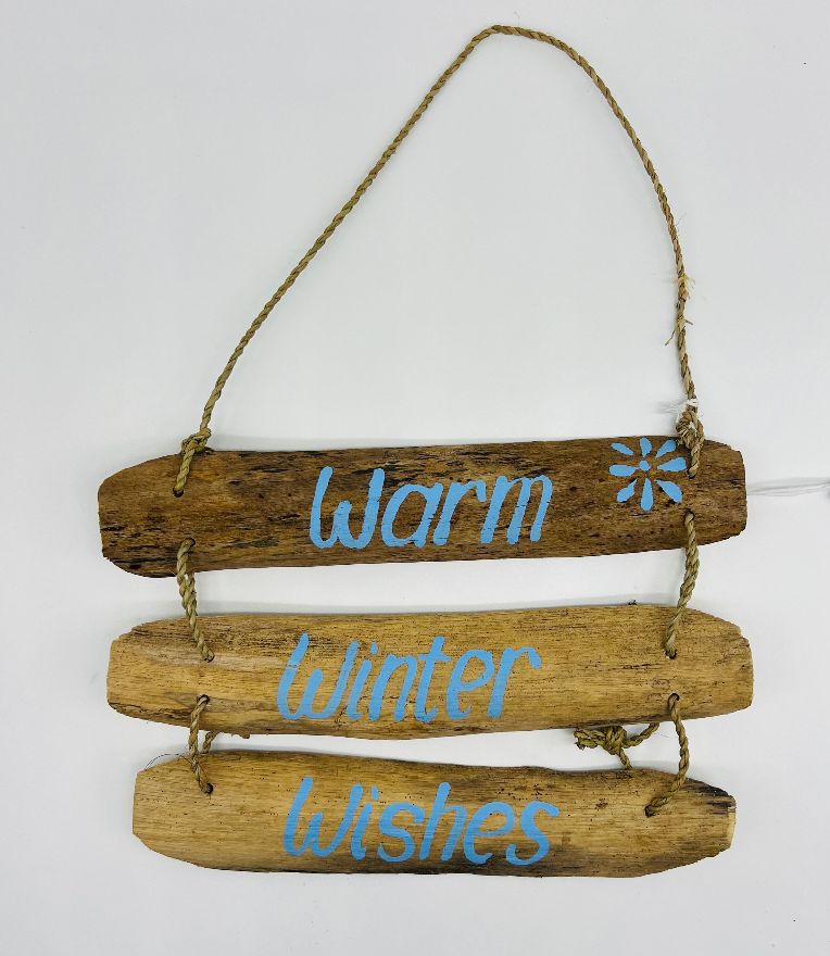 Warm Winter Wishes Driftwood Hanging