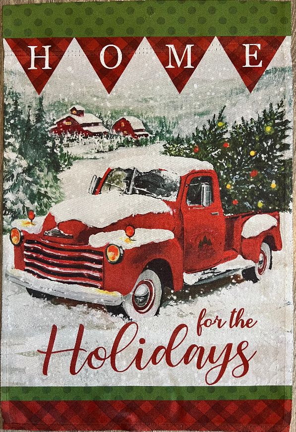Home For The Holidays Red Truck Garden Flag 12" x 18"