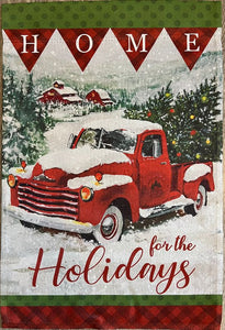 Home For The Holidays Red Truck Garden Flag 12" x 18"