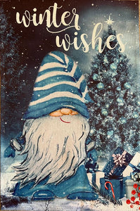 Winter Wishes Gnome Garden Flag