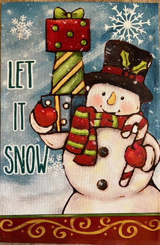 Let It Snow Snowman Garden Flag 12" x 18"