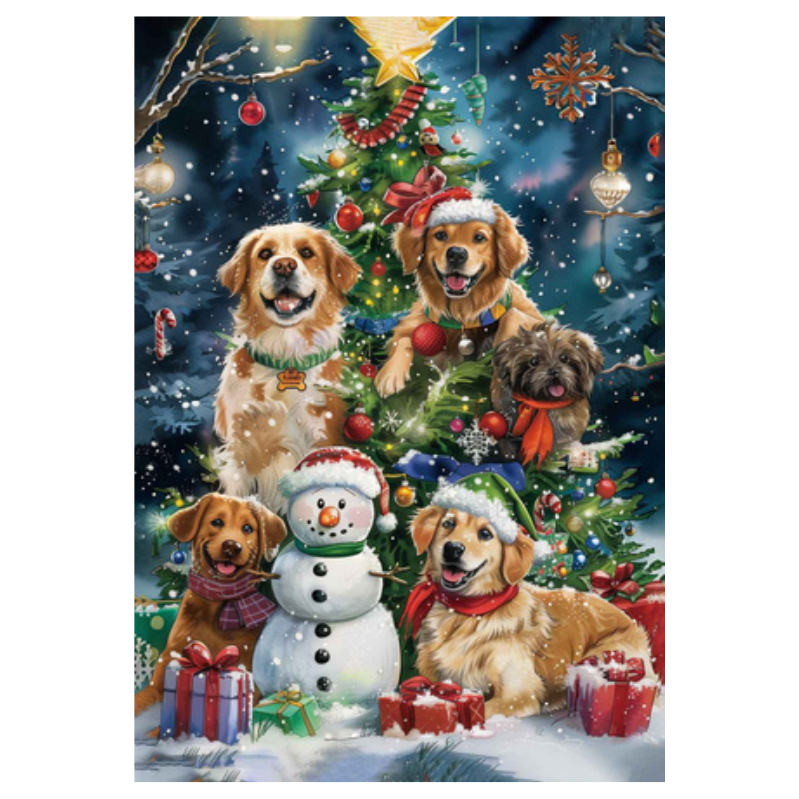 Dogs & Snowman Winter Garden Flag
