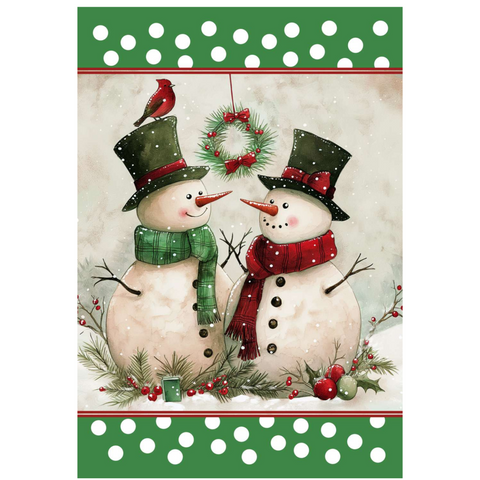 Snowman with Cardinal Winter Garden Flag
