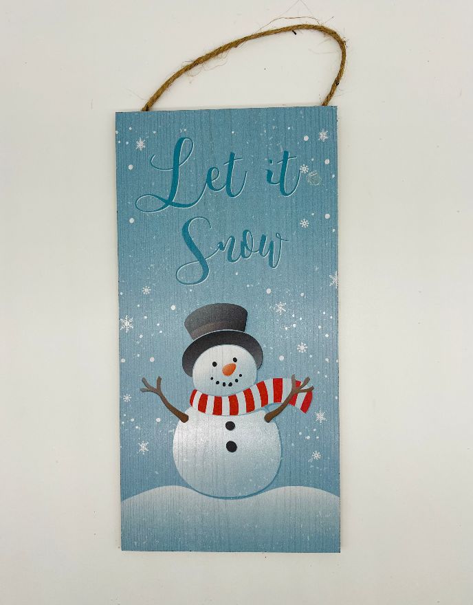 Let It Snow 12" x 6" Snowman Sign