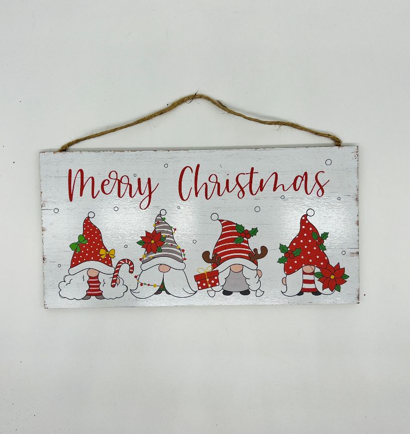 Merry Christmas Gnome Sign 12" x 6"