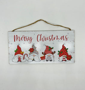 Merry Christmas Gnome Sign 12" x 6"