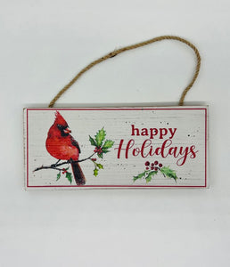 Cardinal Holiday Hanging Sign 8"