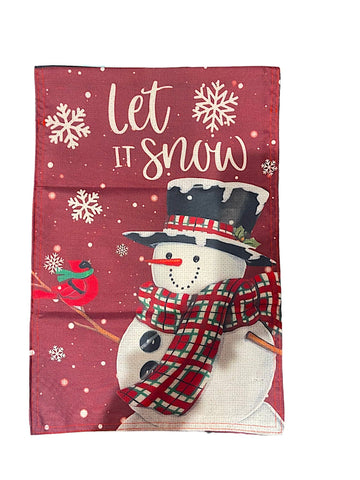 Let It Snow Snowman Winter Garden Flag 12" x 18"