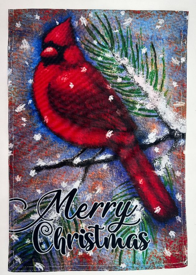 Cardinal Merry Christmas Garden Flag 12" x 18"