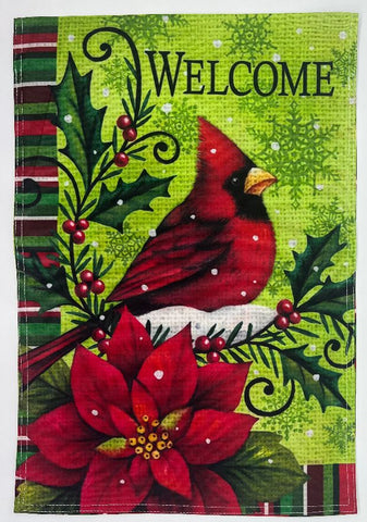 Cardinal Welcome Holiday Garden Flag 12" x 18"