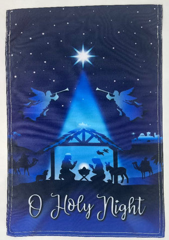 O Holy Night Nativity Scene Garden Flag 12" x 18"