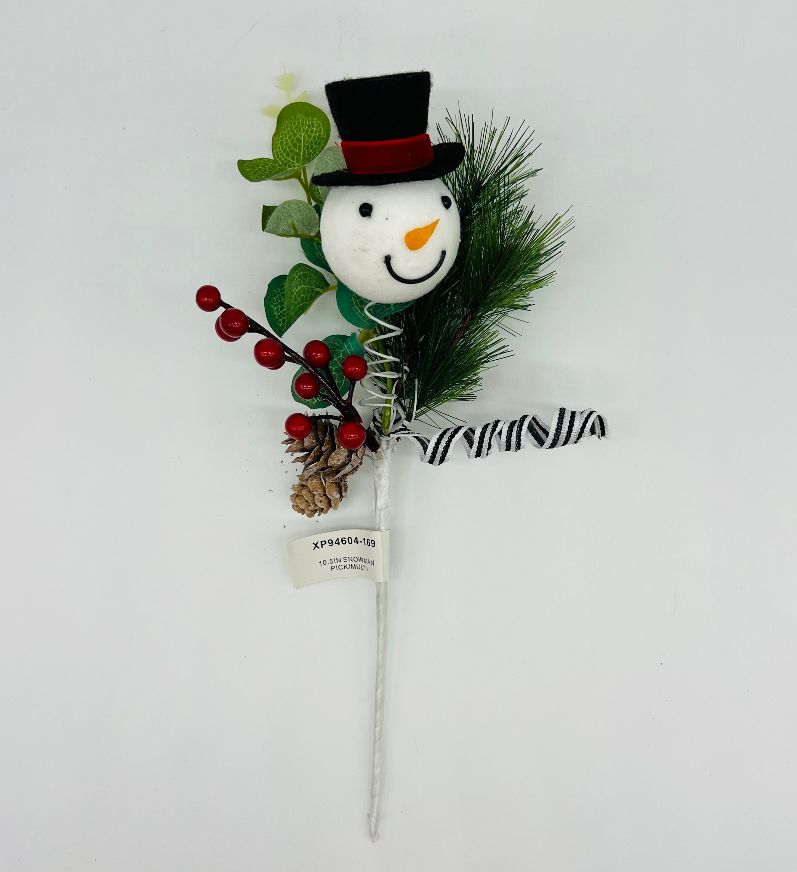 Snowman, Pine & Berry Pick 10.5"
