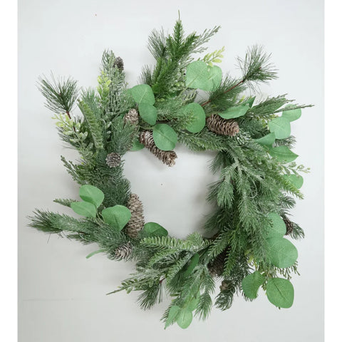 Pine Eucalyptus Mixed Holiday Wreath 26" total width