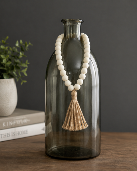 Natural Bead Ring with tassel