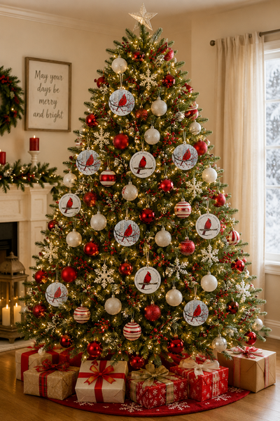 4" Cardinal Christmas Ornament | Red Bird Holiday Ornament | Rustic Winter Tree Decoration