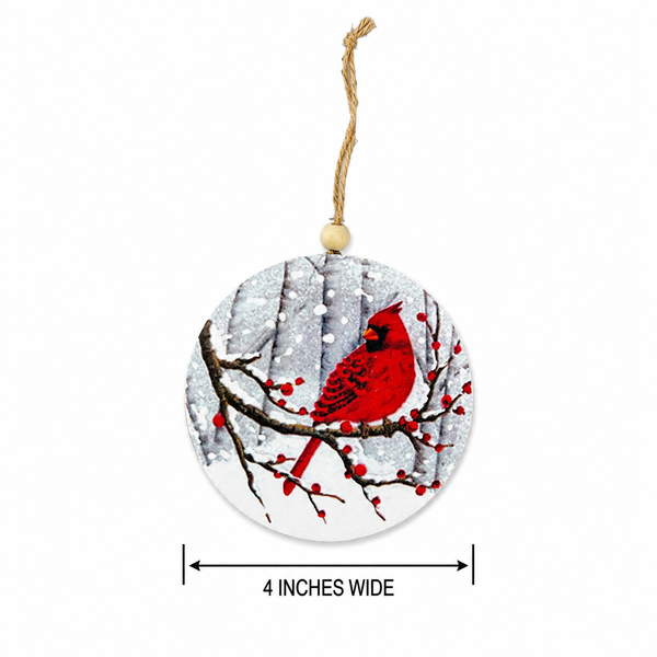 4" Cardinal Christmas Ornament | Red Bird Holiday Ornament | Rustic Winter Tree Decoration