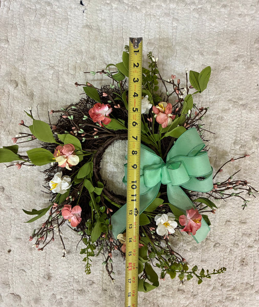 Peach and Green Floral Small Sunburst Wreath 15”
