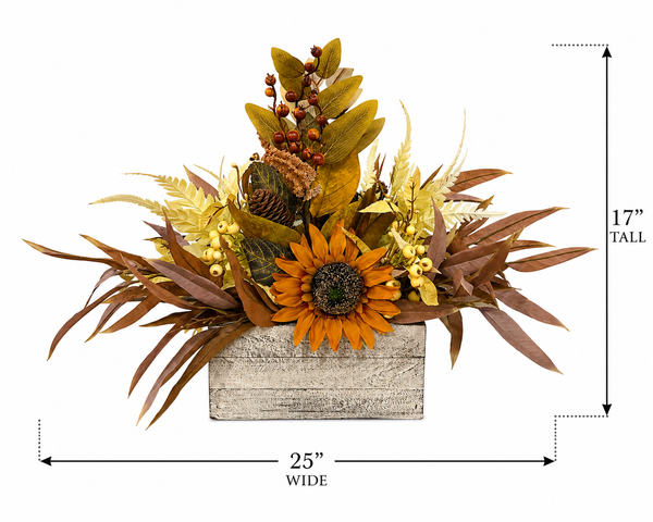 Fall Sunflower Centerpiece | Rustic Autumn Floral Arrangement | Farmhouse Fall Decor