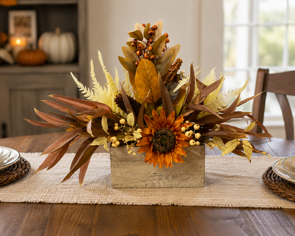 Fall Sunflower Centerpiece | Rustic Autumn Floral Arrangement | Farmhouse Fall Decor
