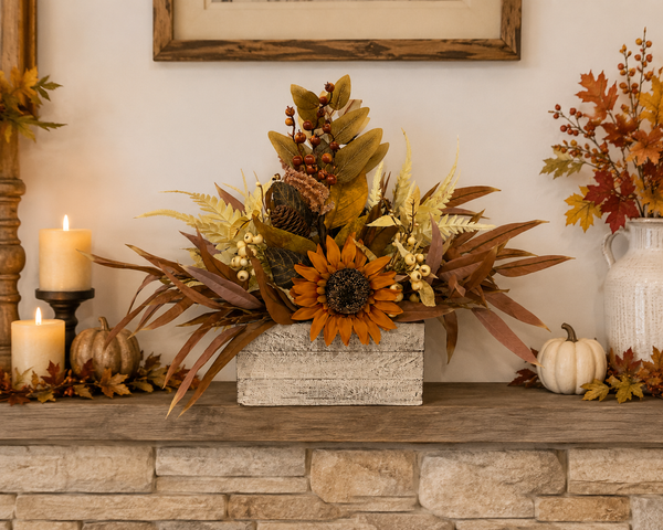 Fall Sunflower Centerpiece | Rustic Autumn Floral Arrangement | Farmhouse Fall Decor