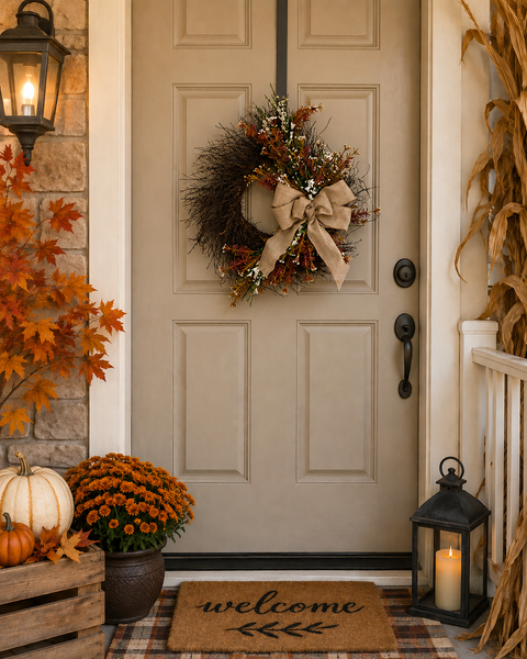 21" Fall Wildflower Wreath | Rustic Twig Wreath | Autumn Front Door Decor