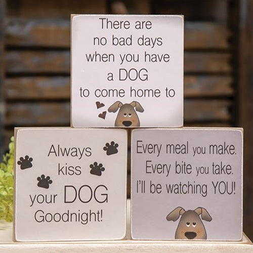Dog Sayings Small Wood Block Sign 4"