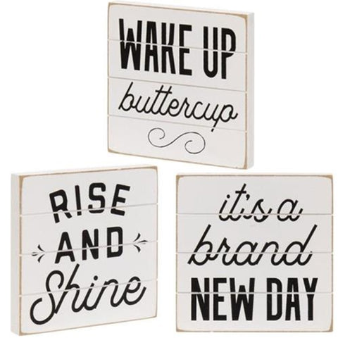 Shiplap Morning Block Sign 3.75" / 3 styles