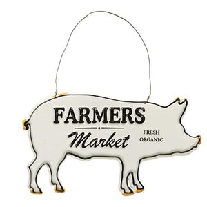 Farmers Market Tin Pig Sign 8"