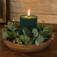 Green LED Pillar Candle  | Real Wax Timer Candles | Mantel Decor | Farmhouse Candle Centerpiece