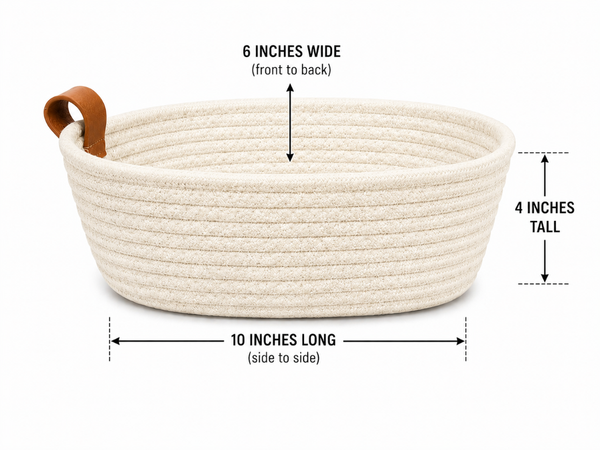 Ivory Woven Basket 10” | Farmhouse Storage Basket | Decorative Organizer