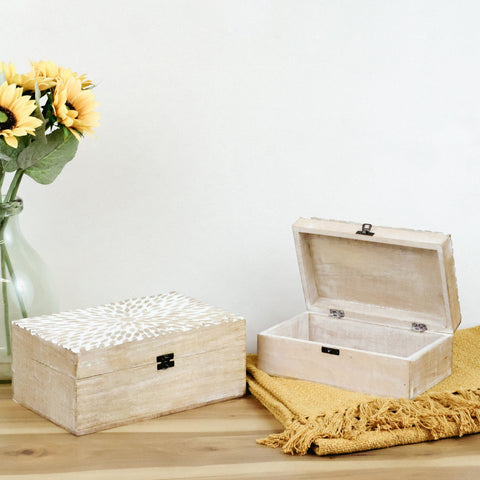Wood Box Flowery Print w/latch