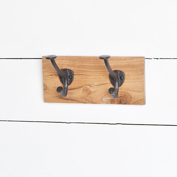 2 Hook Wood Wall Hanger