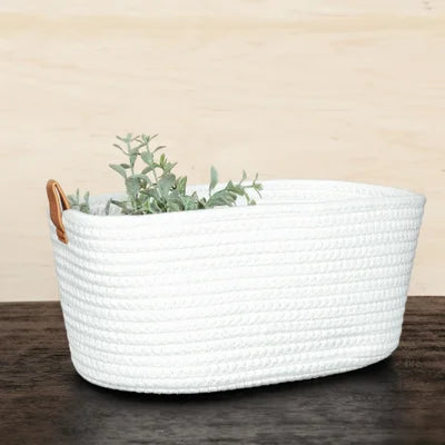 Basket Ivory Woven 12.5"