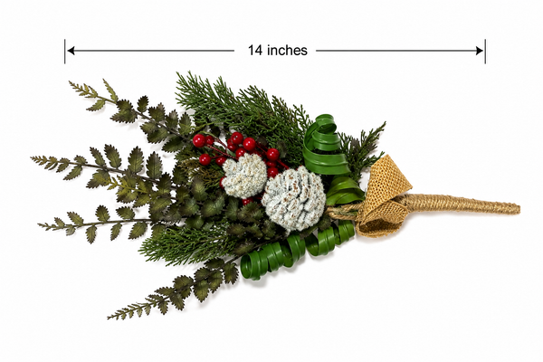Winter Evergreen Pick | Frosted Pinecone & Berry Stem | Christmas Floral Pick | 14 Inch Holiday Greenery