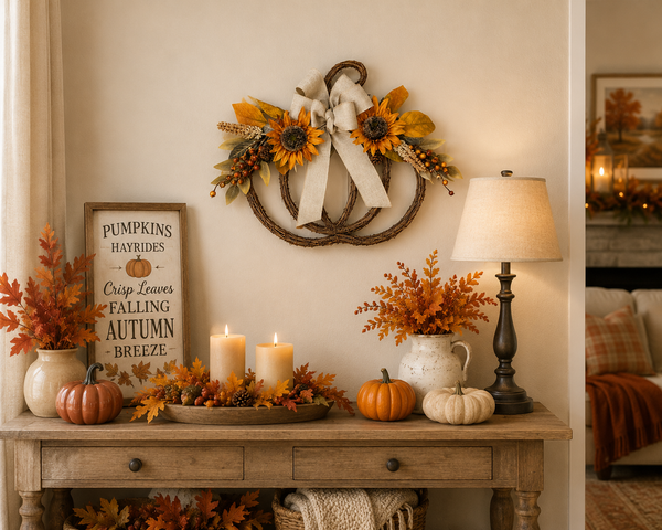 22" Fall Pumpkin Wreath | Sunflower Pumpkin Door Wreath