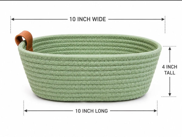Sage Green Woven Basket 10” | Farmhouse Storage Basket | Decorative Organizer