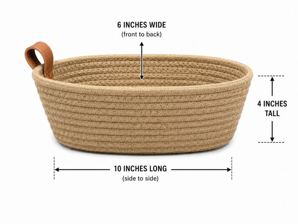 Natural Sand Color Woven Basket 10” | Farmhouse Storage Basket | Decorative Organizer