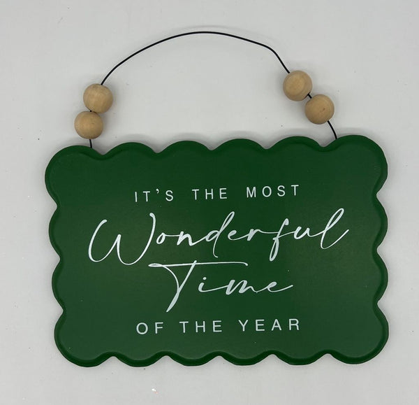 Holiday Beaded Hanging Sign 7"