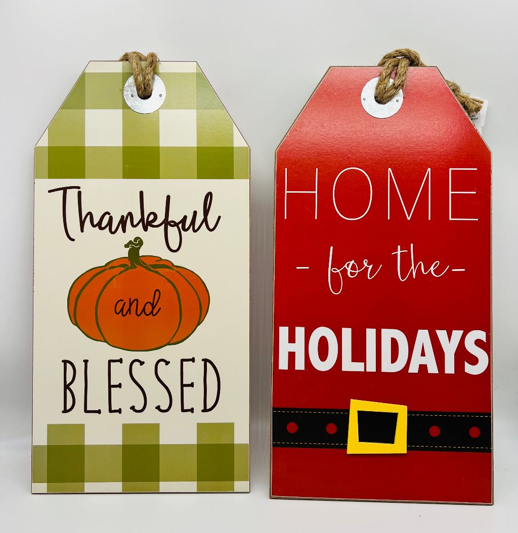 Fall & Holiday Double sided Sign 16" x 8"