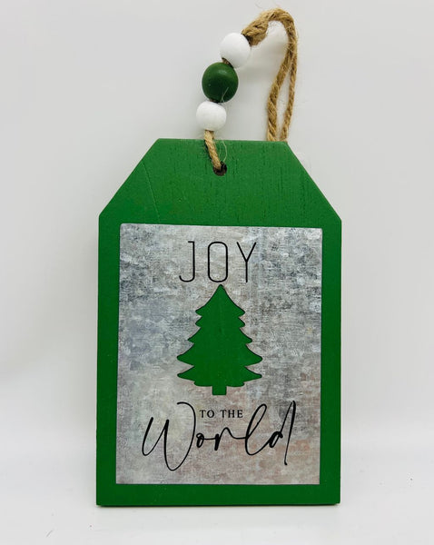 Holiday Tag sign w/beaded hanger 6"