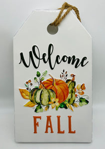 Harvest Hanging Sign Metal Embossed 12"