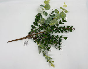 Snowy Flocked Eucalyptus Leaf Bush 16"