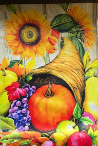 Sunflower Cornucopia Garden Flag 12" x 18"