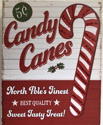 Candy Cane Block Sign 6" x 5"
