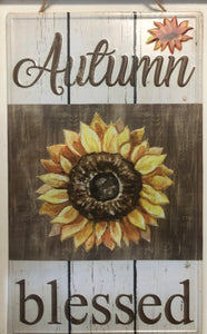 Sunflower Autumn Blessed Metal Sign