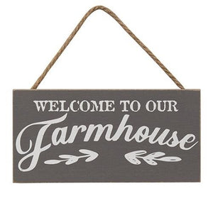 Farmhouse Welcome Hanging Wood Sign 8"