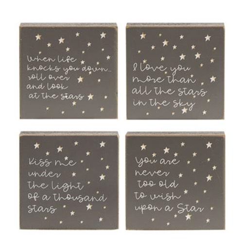 Stars Sentiment Wood Block Sign 4"