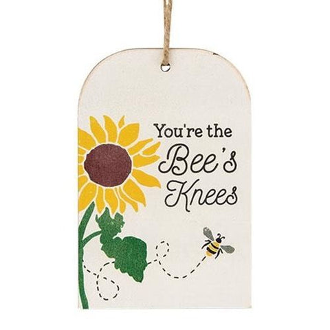 Bee's Knees Sunflower Wood Tag Sign 6"