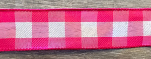Pink Check Wired Ribbon 1.5"