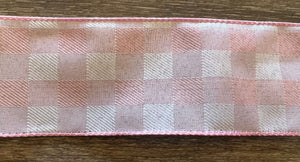 Pink Check Wired Ribbon 2.5"